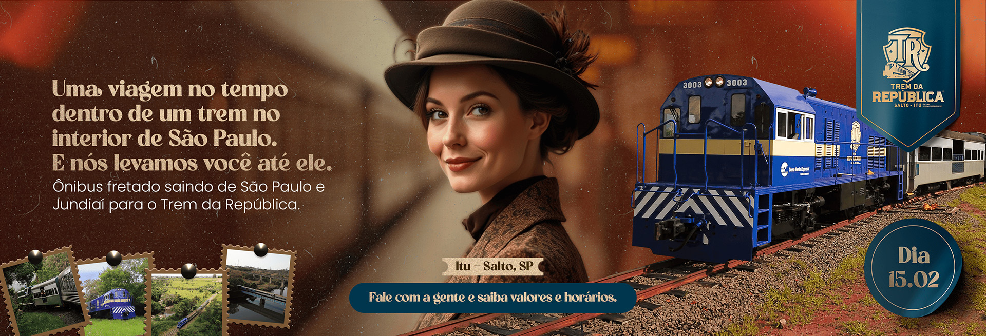 Ônibus fretado saindo de São Paulo e Jundiaí para o Trem da República.